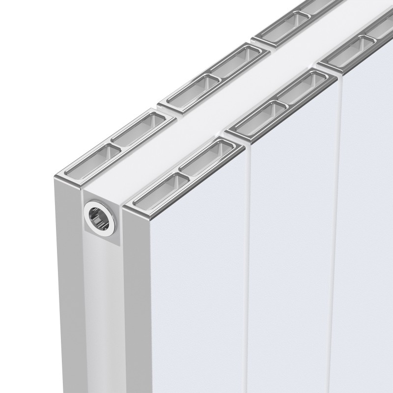 Radyal White Tower Double Aluminium Radiator Close Up