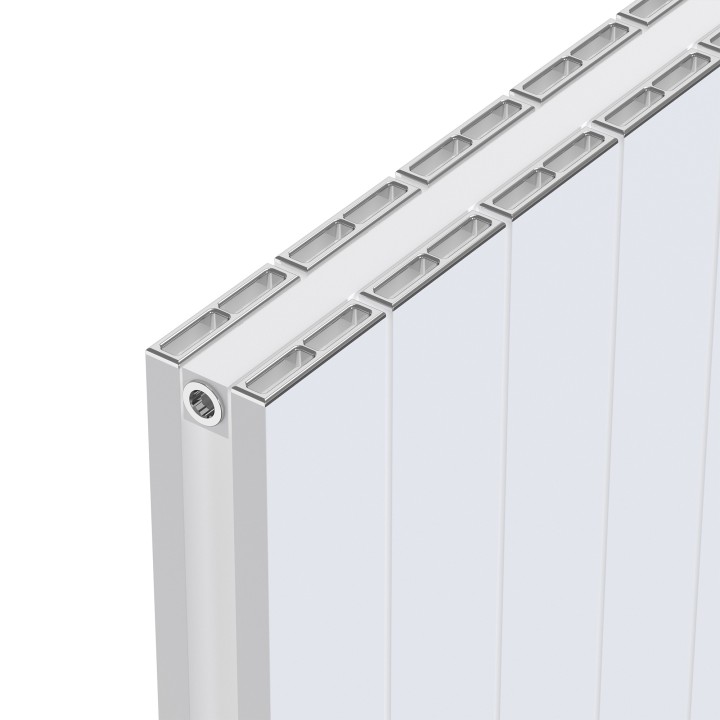 Radyal White Tower Double Aluminium Radiator Close Up