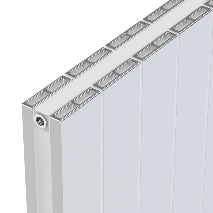 Radyal White Tower Double Aluminium Radiator Close Up