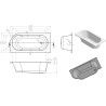 Concorde J Shape Bath With Legs - 1700mm(l) x 725mm(w) x 600mm(h)