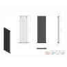 565mm (w) x 1800mm (h) "Tower Bold" Double Panel Anthracite Vertical Aluminium Radiator - Technical Drawing