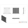 660mm (w) x 600mm (h) "Tower Bold" Double Panel Anthracite Horizontal Aluminium Radiator - Technical Drawing