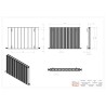 850mm (w) x 600mm (h) "Tower Bold" Double Panel Anthracite Horizontal Aluminium Radiator - Technical Drawing