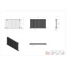 1040mm (w) x 600mm (h) "Tower Bold" Double Panel Anthracite Horizontal Aluminium Radiator - Technical Drawing