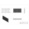 1230mm (w) x 600mm (h) "Tower Bold" Double Panel Anthracite Horizontal Aluminium Radiator - Technical Drawing