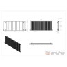 1420mm (w) x 600mm (h) "Tower Bold" Double Panel Anthracite Horizontal Aluminium Radiator - Technical Drawing