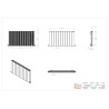 1040mm (w) x 600mm (h) "Tower" Double Panel Anthracite Horizontal Aluminium Radiator - Technical Drawing