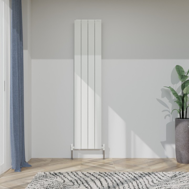 375mm (w) x 1800mm (h) Tower Single Panel White Vertical Aluminium Radiator (4 Extrusions)