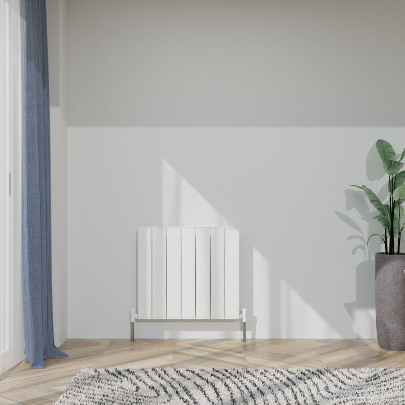 660mm (w) x 600mm (h) "Tower" Single Panel White Horizontal Aluminium Radiator (7 Extrusions)