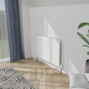 850mm (w) x 600mm (h) "Tower" Single Panel White Horizontal Aluminium Radiator (9 Extrusions)