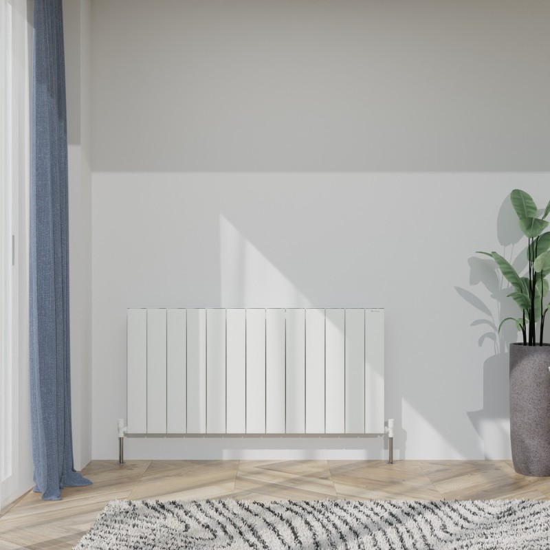 1230mm (w) x 600mm (h) "Tower" Single Panel White Horizontal Aluminium Radiator (13 Extrusions)