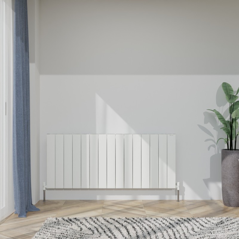 1420mm (w) x 600mm (h) "Tower" Single Panel White Horizontal Aluminium Radiator (15 Extrusions)