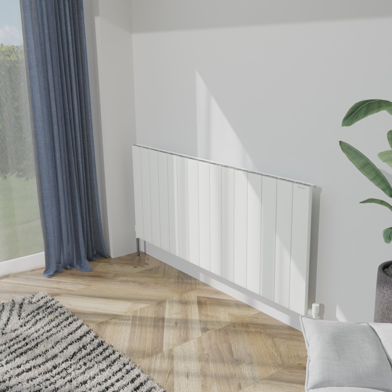 1420mm (w) x 600mm (h) "Tower" Single Panel White Horizontal Aluminium Radiator (15 Extrusions)