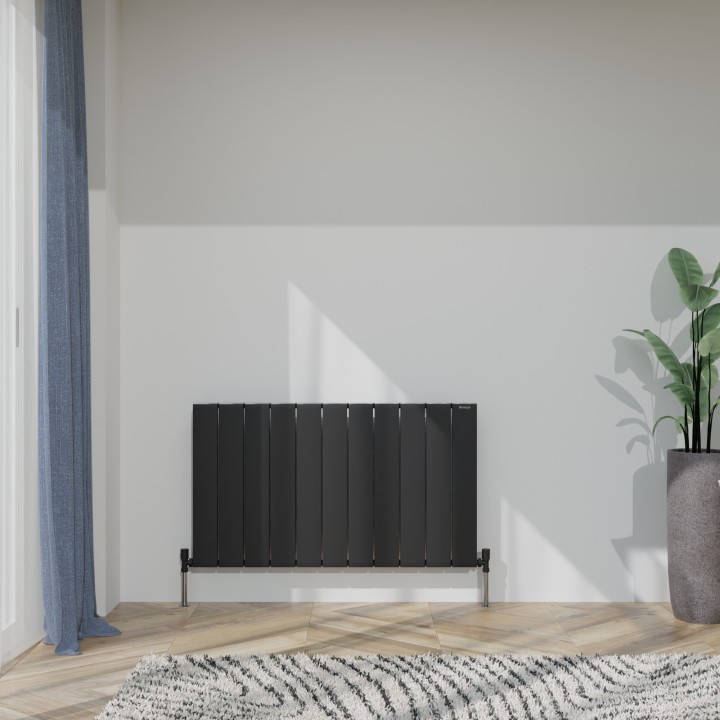 1040mm (w) x 600mm (h) Tower Single Panel Black Horizontal Aluminium Radiator (11 Extrusions)