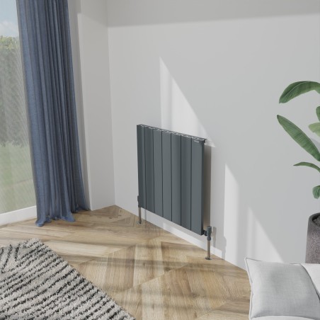 660mm (w) x 600mm (h) "Tower" Single Panel Anthracite Horizontal Aluminium Radiator (7 Extrusions)