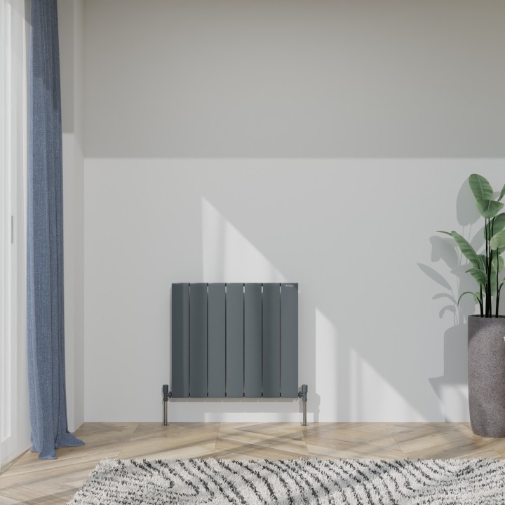 660mm (w) x 600mm (h) Tower Single Panel Anthracite Horizontal Aluminium Radiator (7 Extrusions)