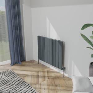 850mm (w) x 600mm (h) "Tower" Single Panel Anthracite Horizontal Aluminium Radiator (9 Extrusions)