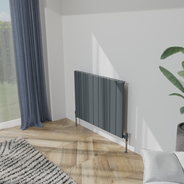 850mm (w) x 600mm (h) Tower Single Panel Anthracite Horizontal Aluminium Radiator (9 Extrusions)