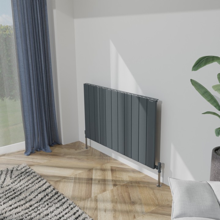 1040mm (w) x 600mm (h) Tower Single Panel Anthracite Horizontal Aluminium Radiator (11 Extrusions)