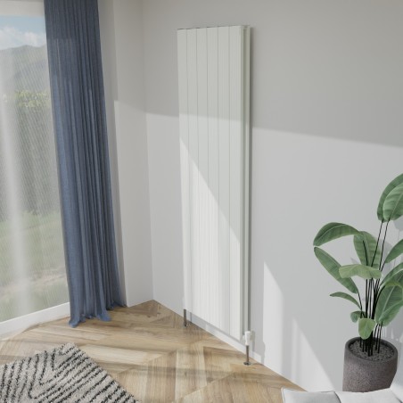 565mm (w) x 1800mm (h) "Tower Bold" Double Panel White Vertical Aluminium Radiator (12 Extrusions)