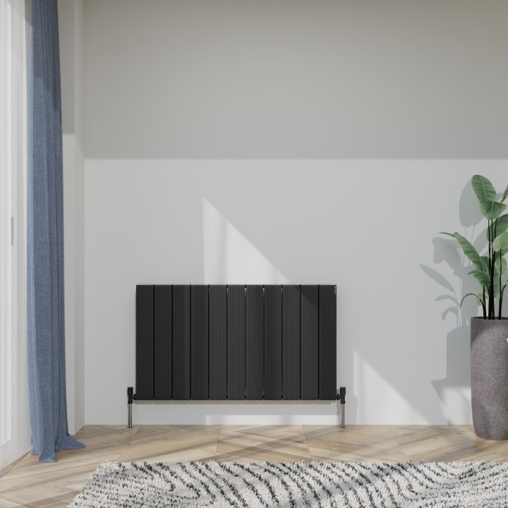 1040mm (w) x 600mm (h) Tower Bold Double Panel Black Horizontal Aluminium Radiator (22 Extrusions)