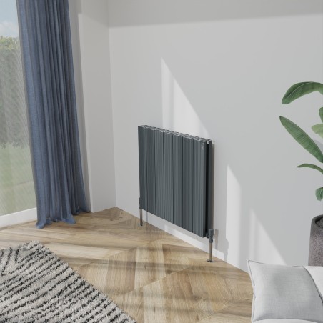 660mm (w) x 600mm (h) "Tower Bold" Double Panel Anthracite Horizontal Aluminium Radiator (14 Extrusions)