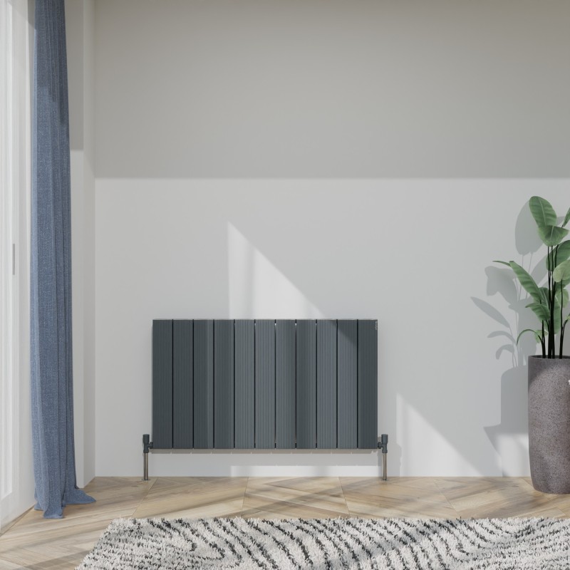 1040mm (w) x 600mm (h) "Tower Bold" Double Panel Anthracite Horizontal Aluminium Radiator (22 Extrusions)