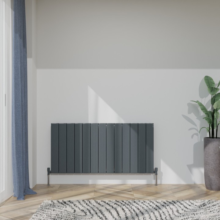 1230mm (w) x 600mm (h) Tower Bold Double Panel Anthracite Horizontal Aluminium Radiator (26 Extrusions)