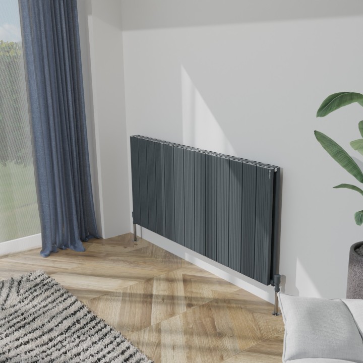 1230mm (w) x 600mm (h) Tower Bold Double Panel Anthracite Horizontal Aluminium Radiator (26 Extrusions)