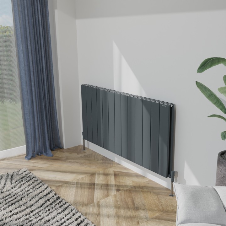 1230mm (w) x 600mm (h) Tower Double Panel Anthracite Horizontal Aluminium Radiator (26 Extrusions)