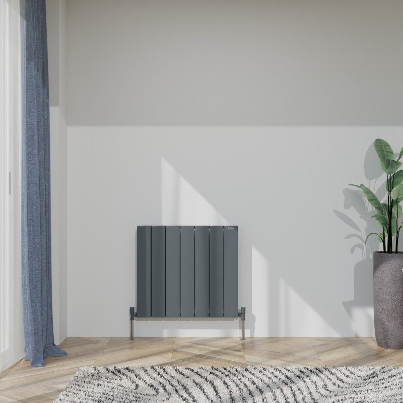 660mm (w) x 600mm (h) "Tower" Double Panel Anthracite Horizontal Aluminium Radiator (14 Extrusions)
