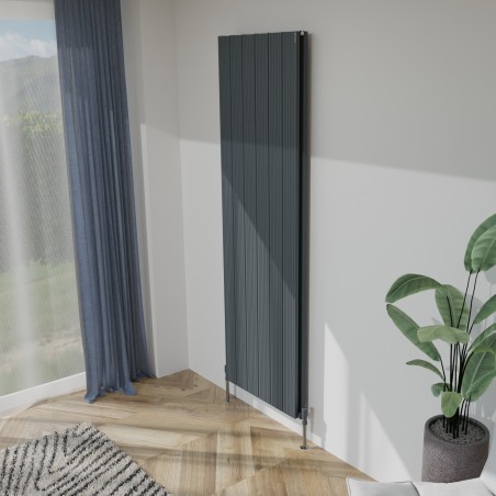 565mm (w) x 1800mm (h) "Tower" Double Panel Anthracite Vertical Aluminium Radiator (12 Extrusions)