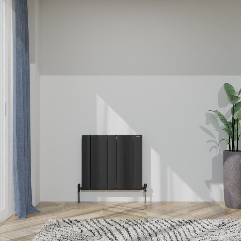 660mm (w) x 600mm (h) "Tower" Double Panel Black Horizontal Aluminium Radiator (14 Extrusions)
