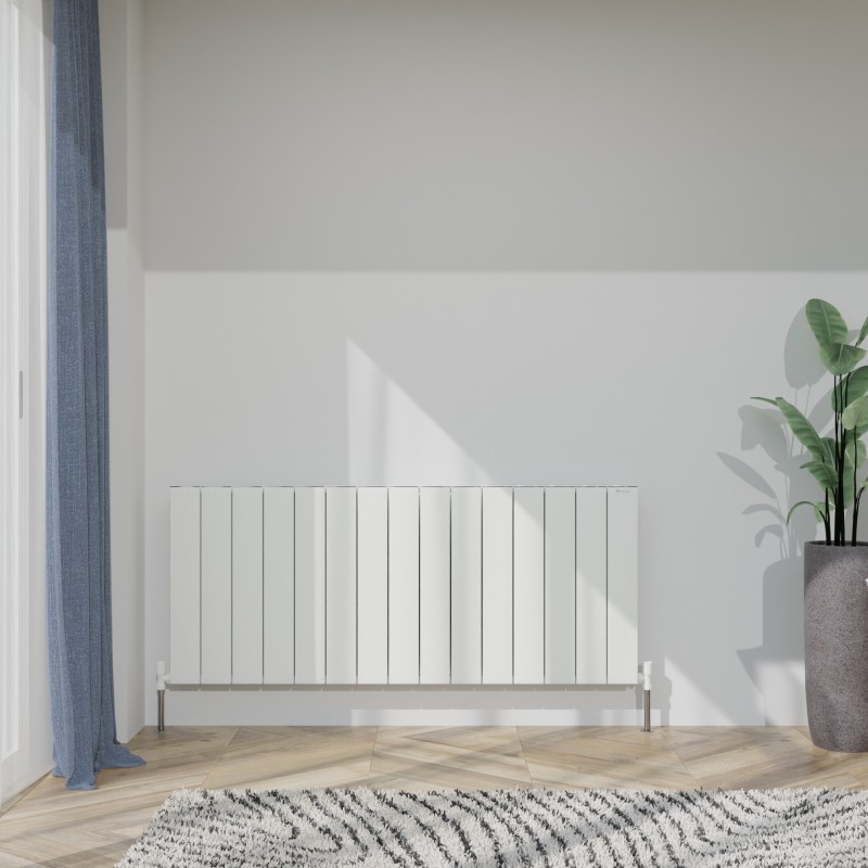 1420mm (w) x 600mm (h) "Tower" Double Panel White Horizontal Aluminium Radiator (30 Extrusions)