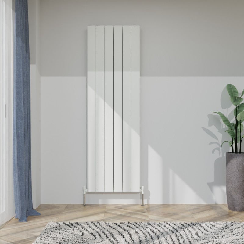 565mm (w) x 1800mm (h) "Tower" Double Panel White Vertical Aluminium Radiator (12 Extrusions)