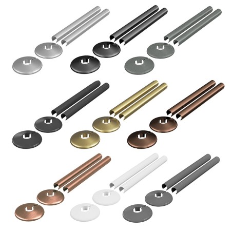 Retro FIt Pipe & Collars for Radiators Towel Rails (Pair) 14 Finishes for 15mm pipework