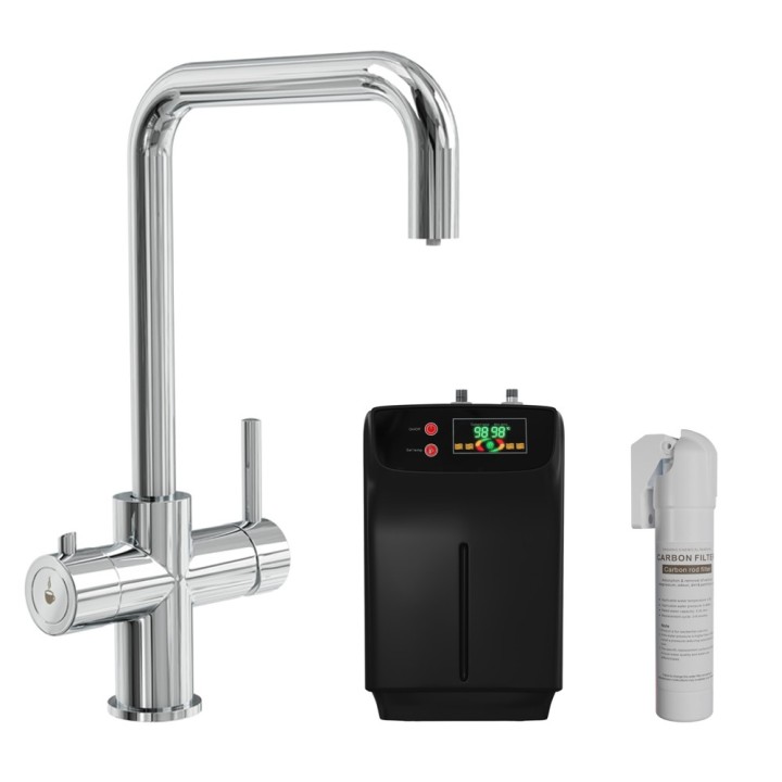 Chrome 3-in-1 Instant Boiling Water Kitchen Tap – 2.4L Digital Boiler, Filter & 360° Swivel