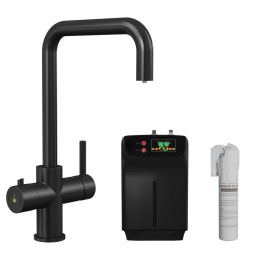 Black 3-in-1 Instant Boiling Water Kitchen Tap – 2.4L Digital Boiler, Filter & 360° Swivel