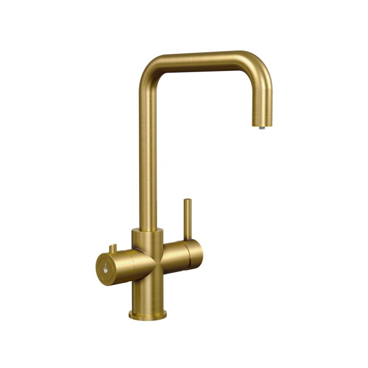Brushed Brass Gold 3-in-1 Instant Boiling Water Kitchen Tap – 2.4L Digital Boiler, Filter & 360° Swivel