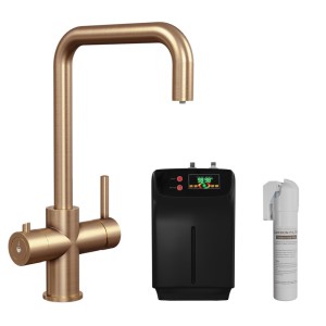 Brushed Bronze 3-in-1 Instant Boiling Water Kitchen Tap – 2.4L Digital Boiler, Filter & 360° Swivel