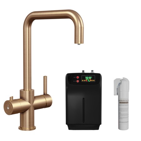 Brushed Bronze 3-in-1 Instant Boiling Water Kitchen Tap – 2.4L Digital Boiler, Filter & 360° Swivel