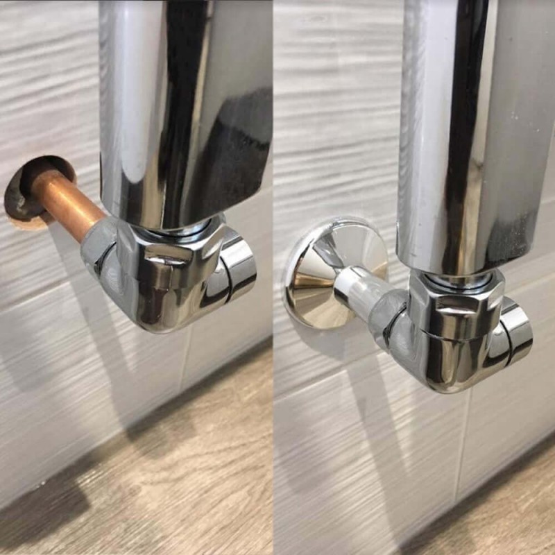 Retro FIt Pipe & Collars for Radiators Towel Rails (Pair) 14 Finishes for 15mm pipework