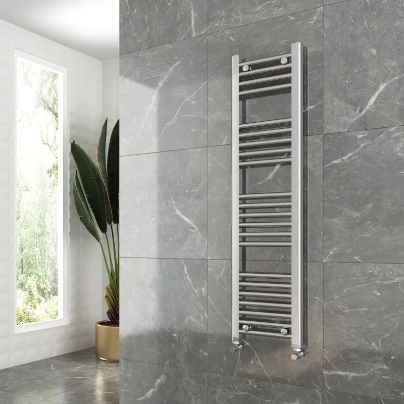 300mm (w)  x 1200mm (h) "Straight Chrome" Towel Rail