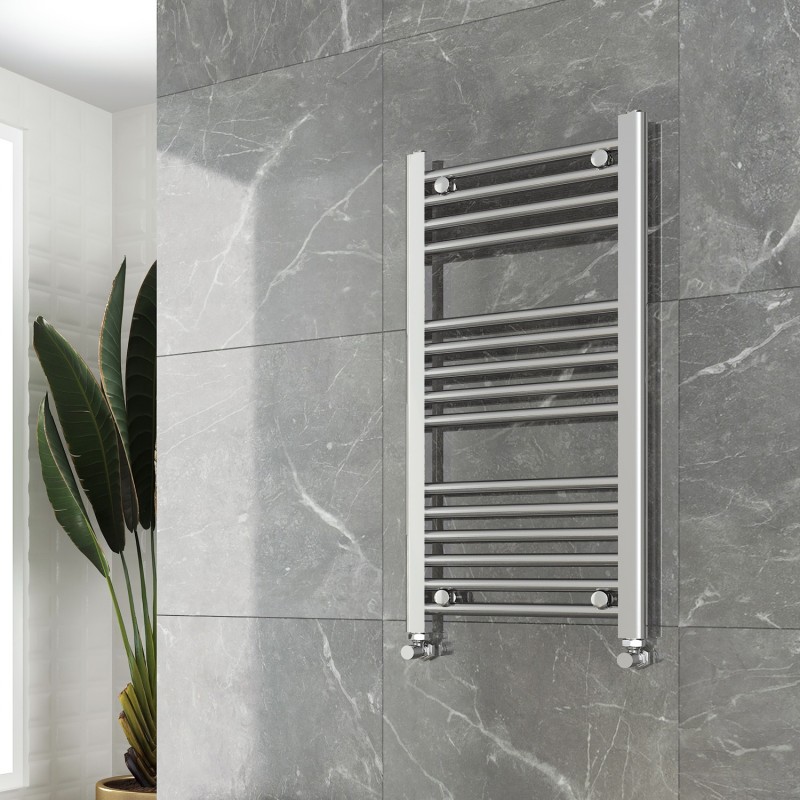 400mm (w)  x 800mm (h) "Straight Chrome" Towel Rail