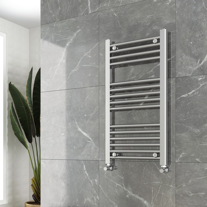 400mm (w)  x 800mm (h) "Straight Chrome" Towel Rail - Insitu