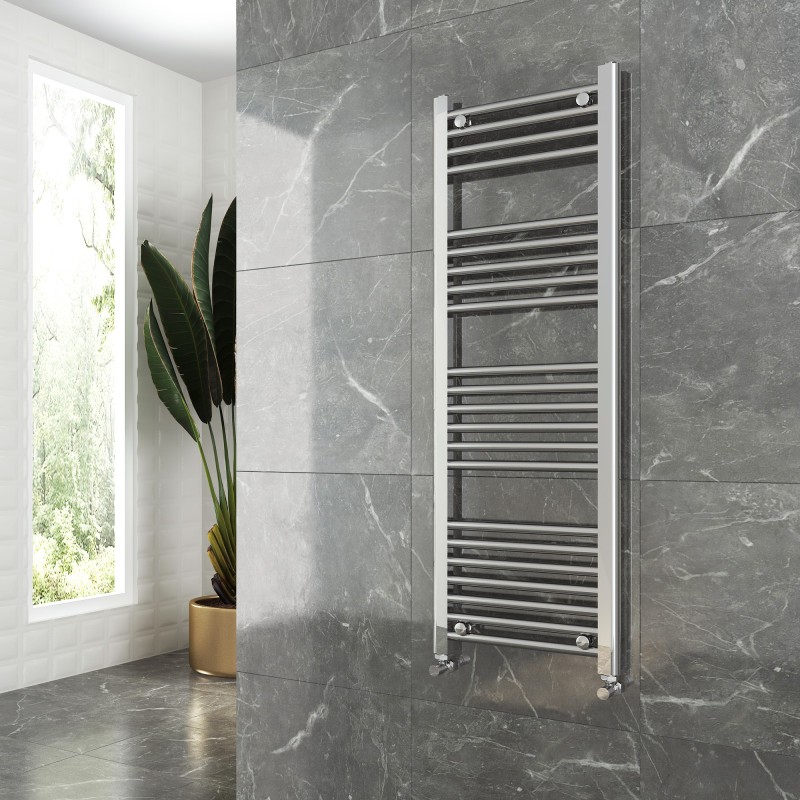 400mm (w)  x 1200mm (h) "Straight Chrome" Towel Rail