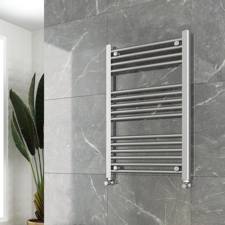 500mm (w)  x 800mm (h) "Straight Chrome" Towel Rail - Insitu