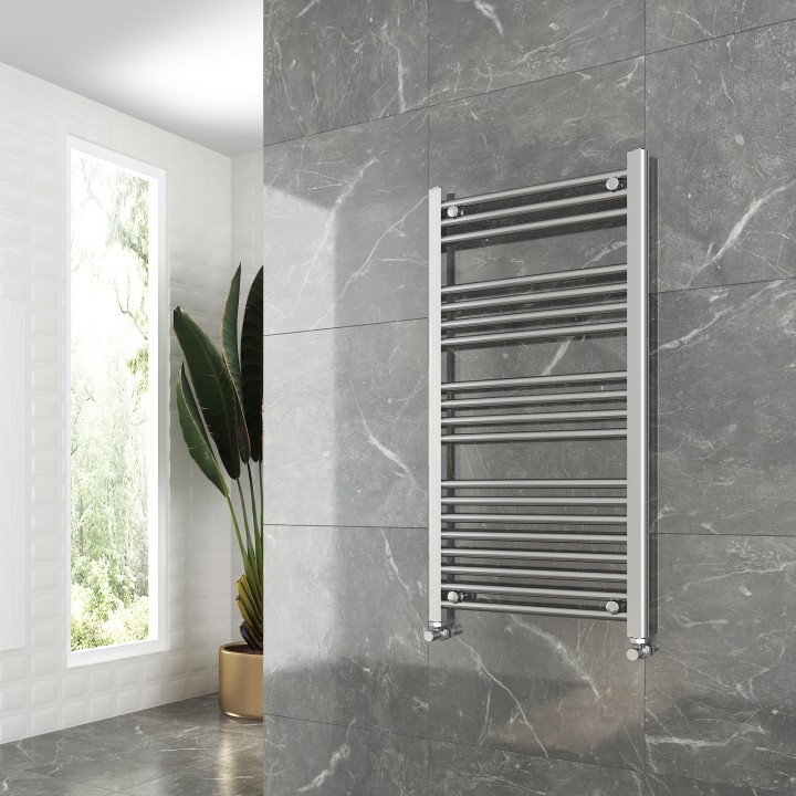 500mm (w)  x 1000mm (h) "Straight Chrome" Towel Rail - Insitu