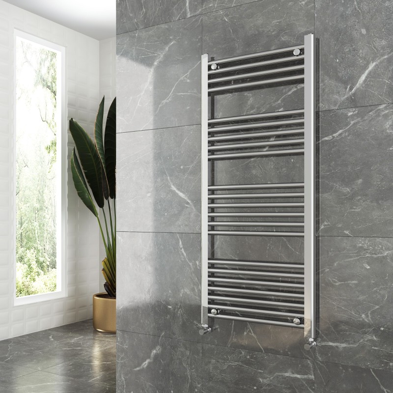 500mm (w)  x 1200mm (h) "Straight Chrome" Towel Rail