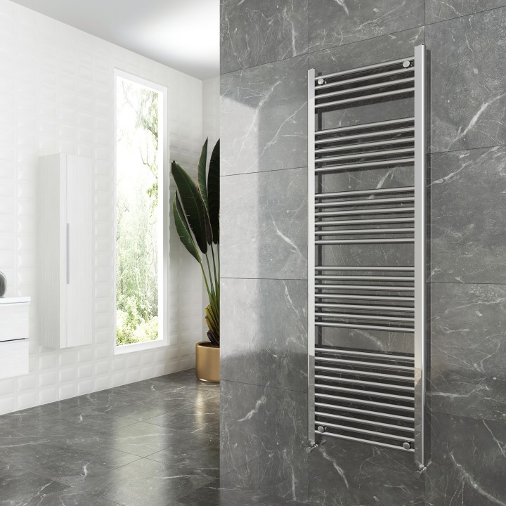 500mm (w)  x 1600mm (h) "Straight Chrome" Towel Rail - Insitu